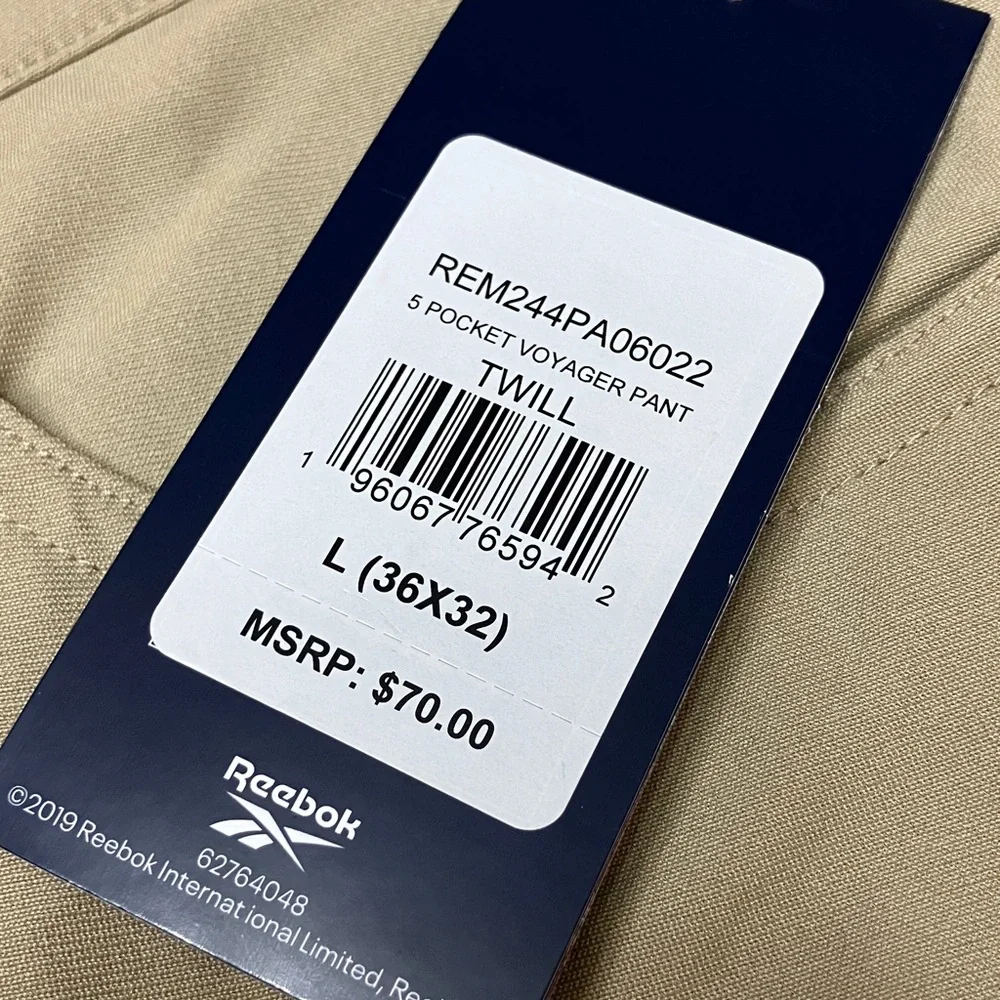 Reebok 5-Pocket 36x32 Voyager Beige Golf Pants Men's NWT